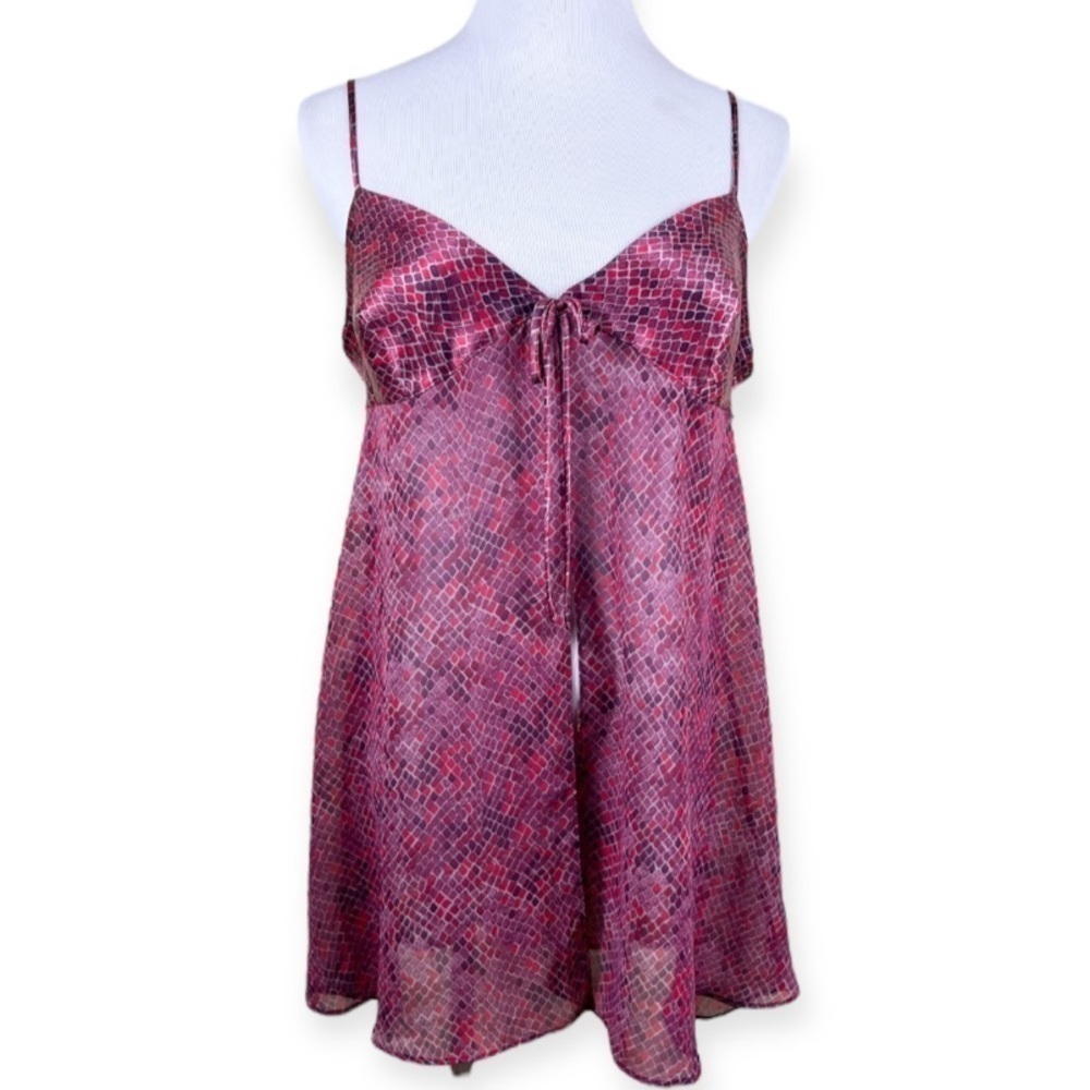 Victoria’s Secret Vintage 2000 Babydoll Nightie Snakeskin Red Purple Medium